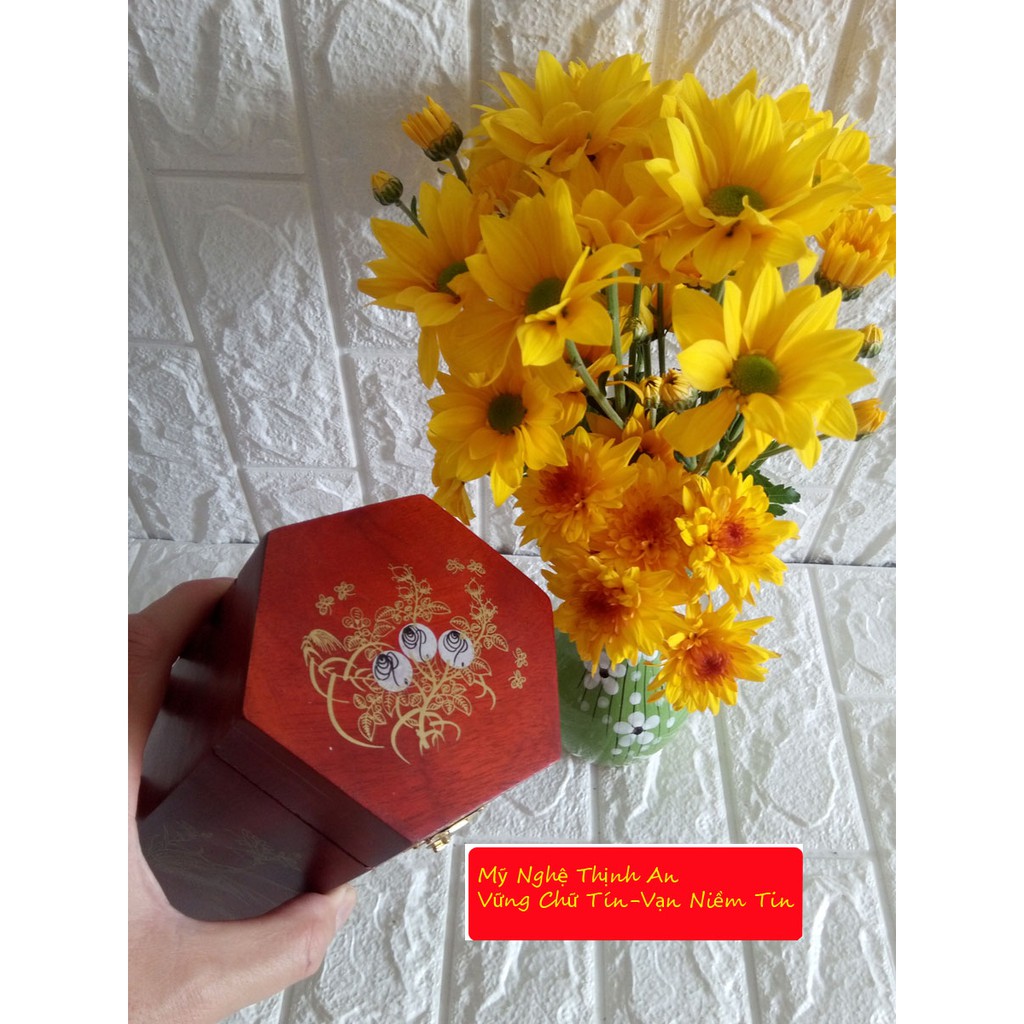 Hộp đựng gói trà bằng gỗ hương quý hiếm loại trung cao 16cm