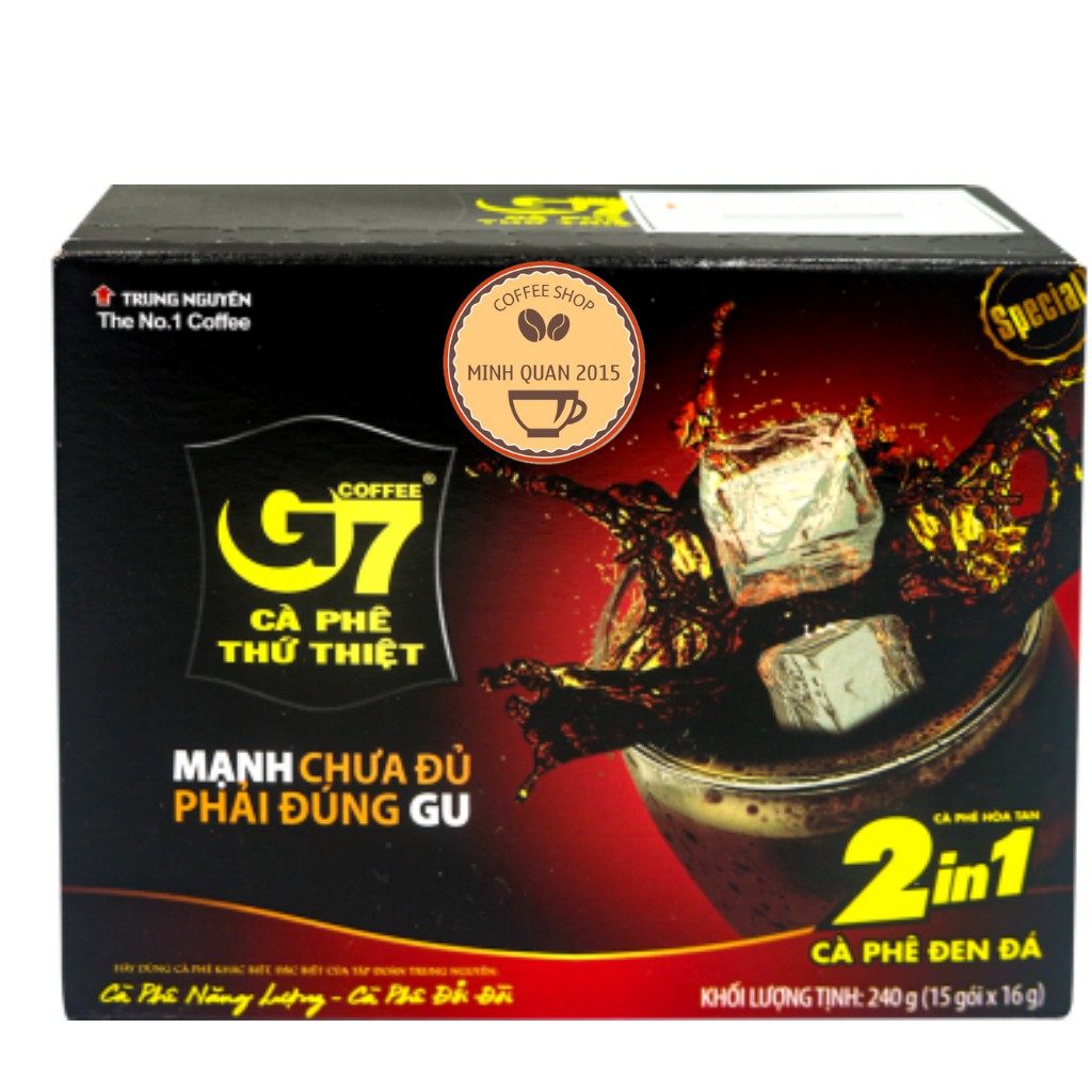 Cà Phê Hòa Tan Đen Đường G7 2in1 Trung Nguyên - Hộp 15 Gói 16gr