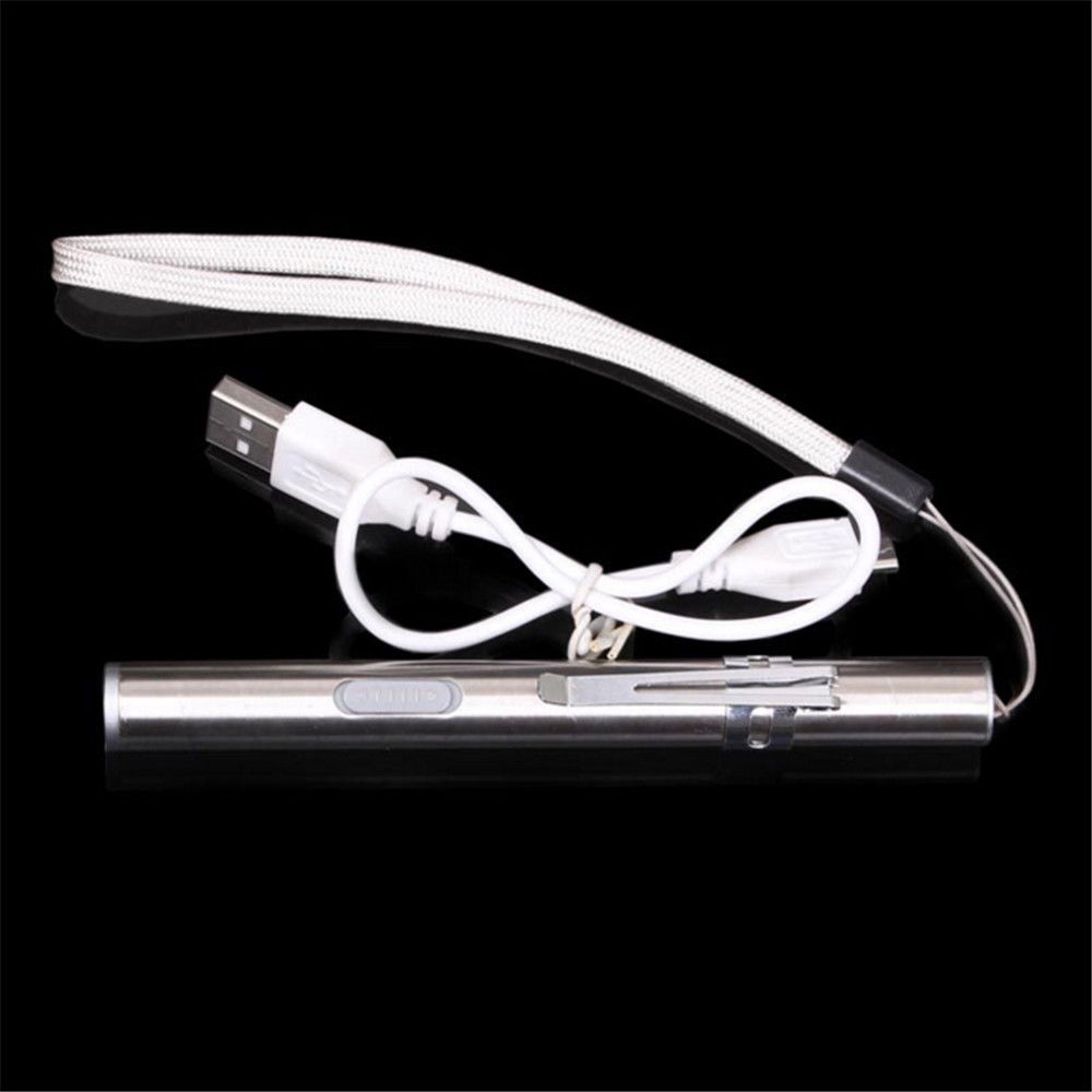 Đèn pin LED mini siêu sáng sạc USB bằng thép không gỉ