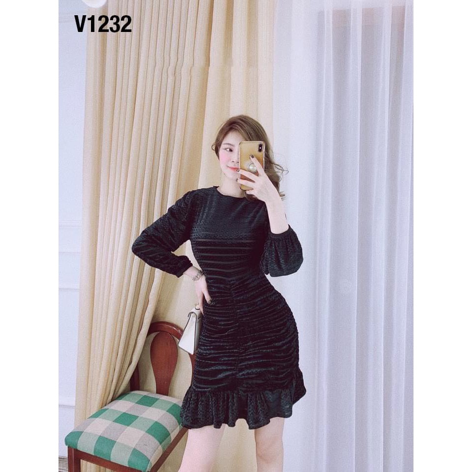 Váy Nhung Nữ Đầm Dáng Ôm, Đầm Nhún Thân Eo Body Chất Nhung Mềm 2 Lớp Hàng Quảng Châu Cao Cấp Đơn Giản Sang Trọng. | BigBuy360 - bigbuy360.vn