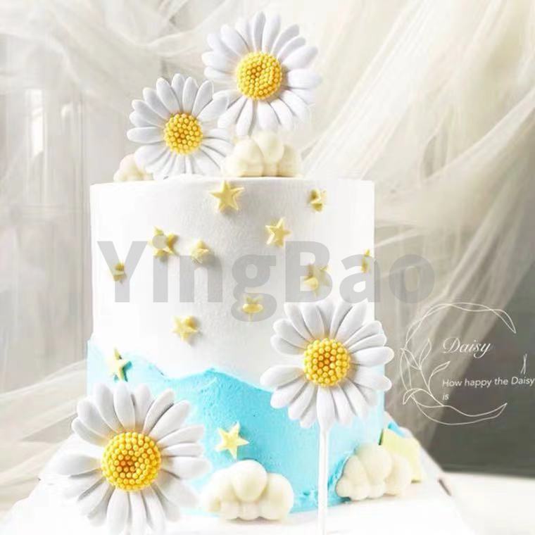 Set 5 Phụ Kiện Trang Trí Bánh Kem Hình Hoa Cúc Dễ Thương