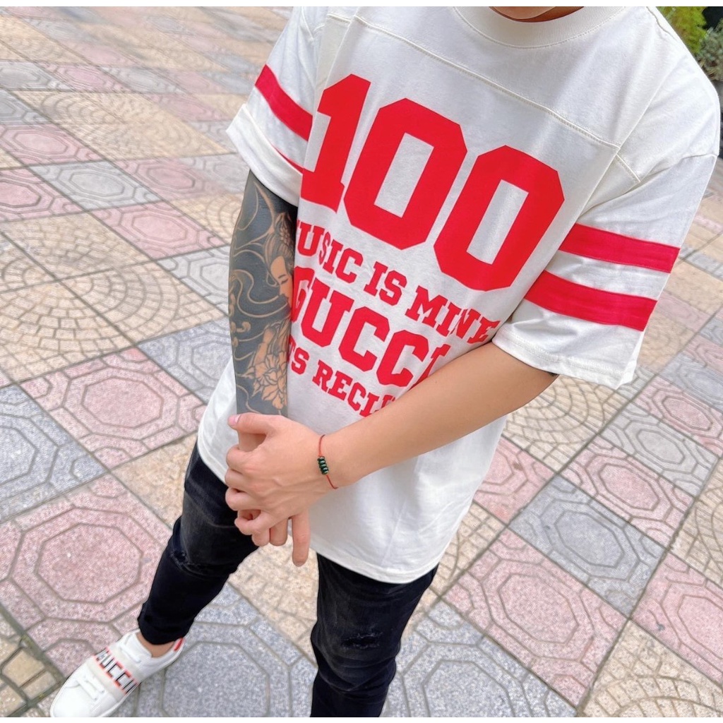 Áo Phông Nam Hè Phối Chữ Kết Hợp 2 Màu 100 GUCXI Siêu Hot Phong Cách Thoải Mái Hoạt Động Hè 2022