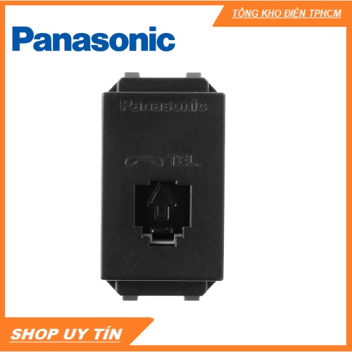 Ổ cắm điện thoại 4 cực Panasonic dòng Wide Series màu đen xám