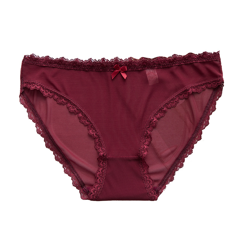 Quần lót cotton phối ren lưng thấp dành cho nữ