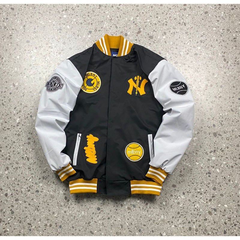 Áo Khoác Bóng Chày Phối Họa Tiết Nổi Phong Cách MLB NY YANKEES Cá Tính