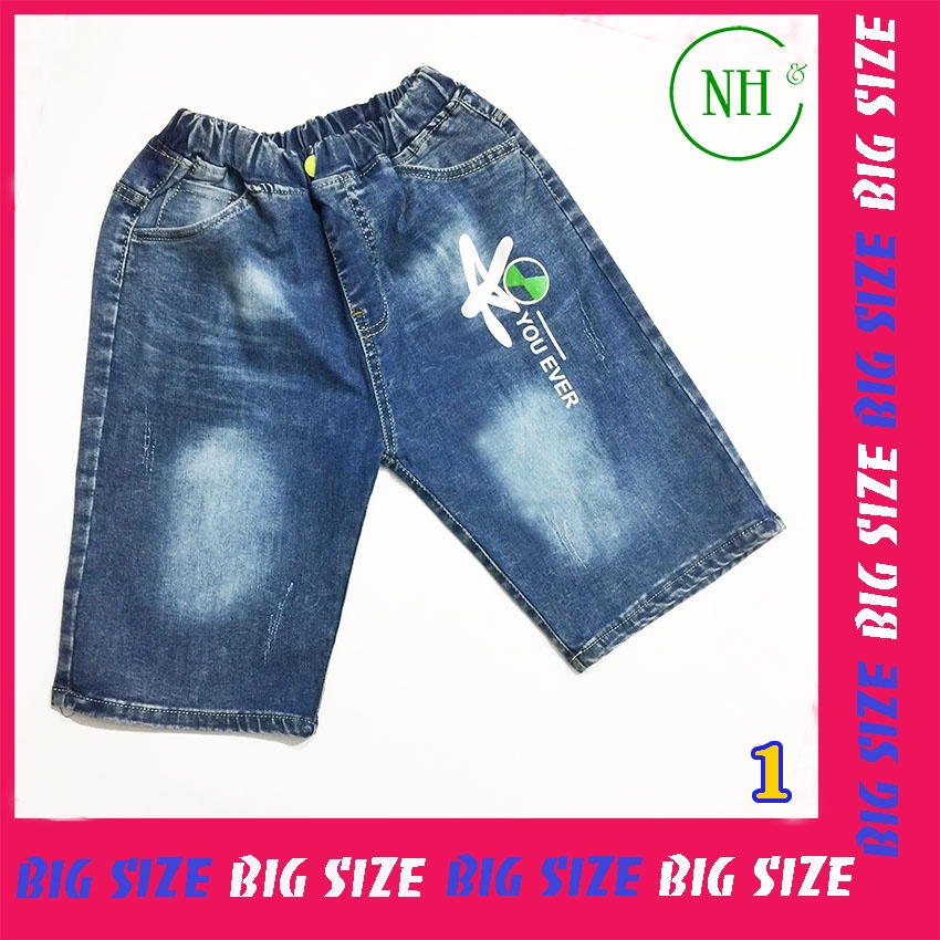 Quần cho bé trai từ 25kg đến SIZE ĐẠI 55kg, quần short jean co giãn lưng thun cho bé - NH Shop