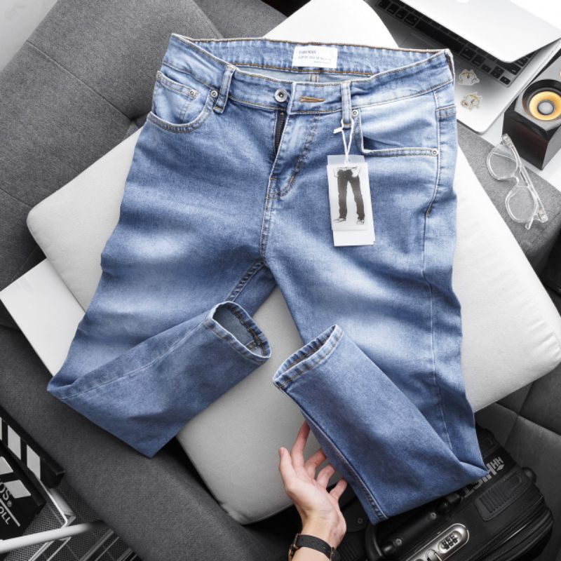 Quần jean nam xanh bạc slimfit ống ôm nhẹ jean co giãn vnxk chất xịn