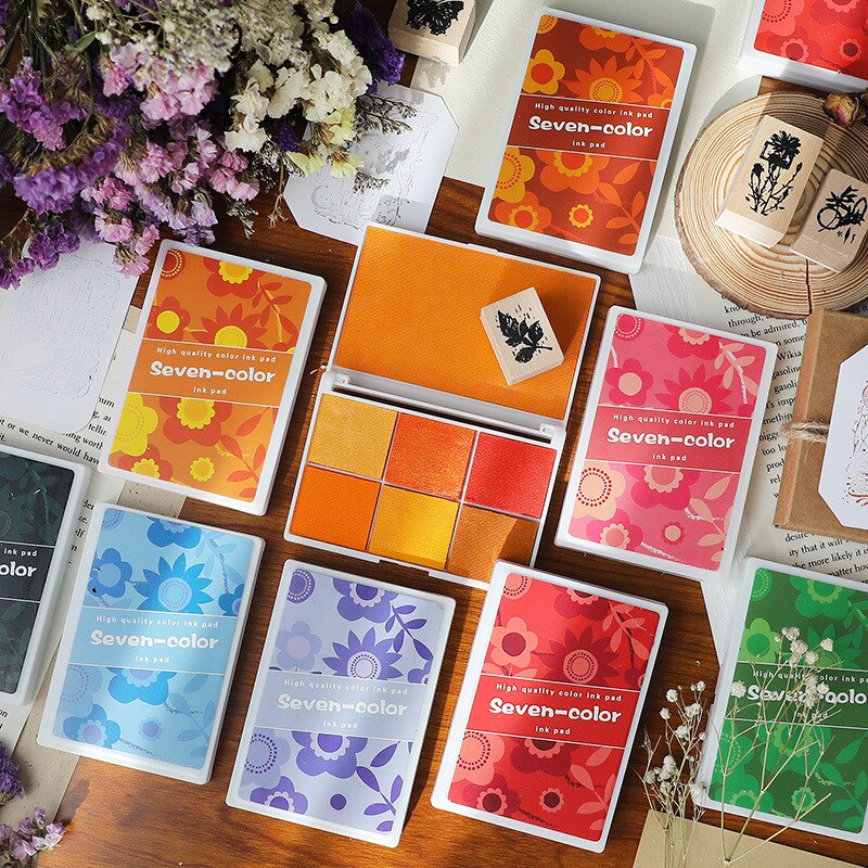 Bộ mực in ngón tay vẽ mỹ thuật 7 màu bắt mắt