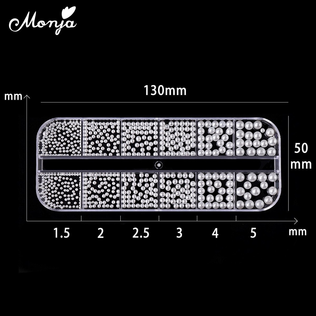 MONJA [Hàng mới về] Hộp ngọc trai giả 3d dùng trang trí móng 2 loại tùy chọn