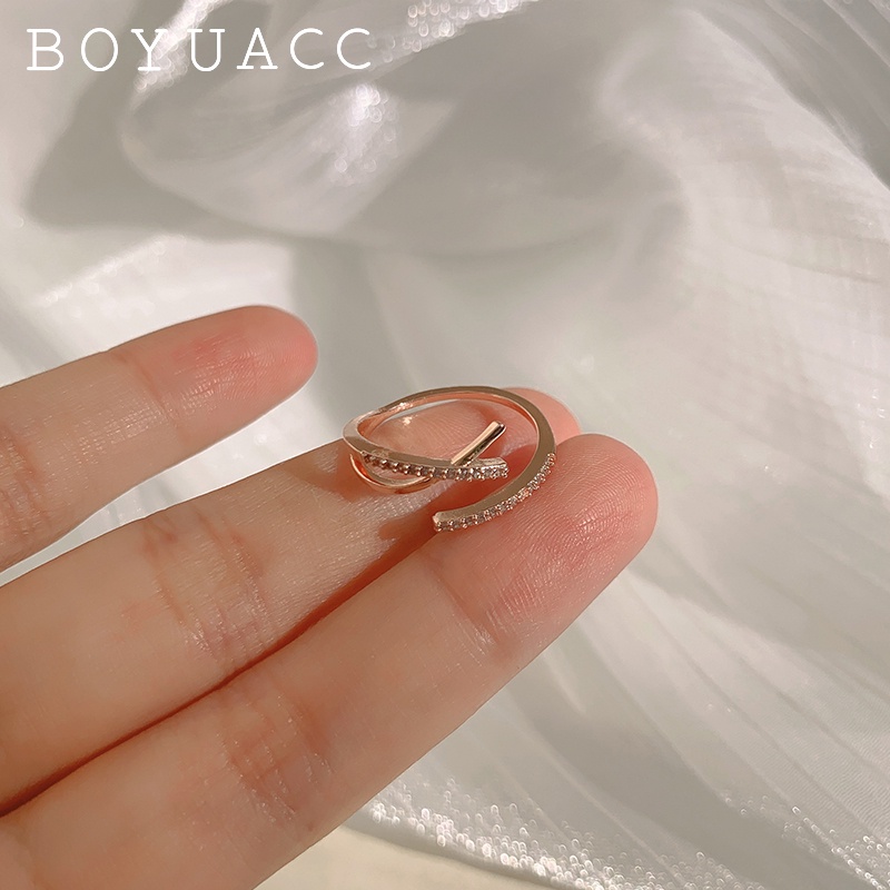 Nhẫn Hở Điều Chỉnh Chéo Phong Cách Hàn Quốc Cho Nữ