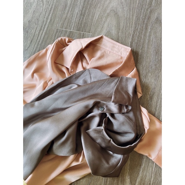 Áo sơ mi nữ chất lụa satin xuất Hàn Soup