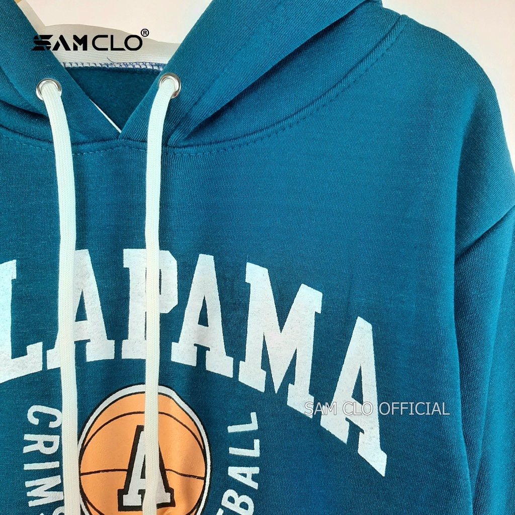 Áo khoác nỉ SAM CLO nam nữ freesize hoodie chui có mũ tay dài thu đông dáng unisex in hình bóng chày chữ ALAPAMA