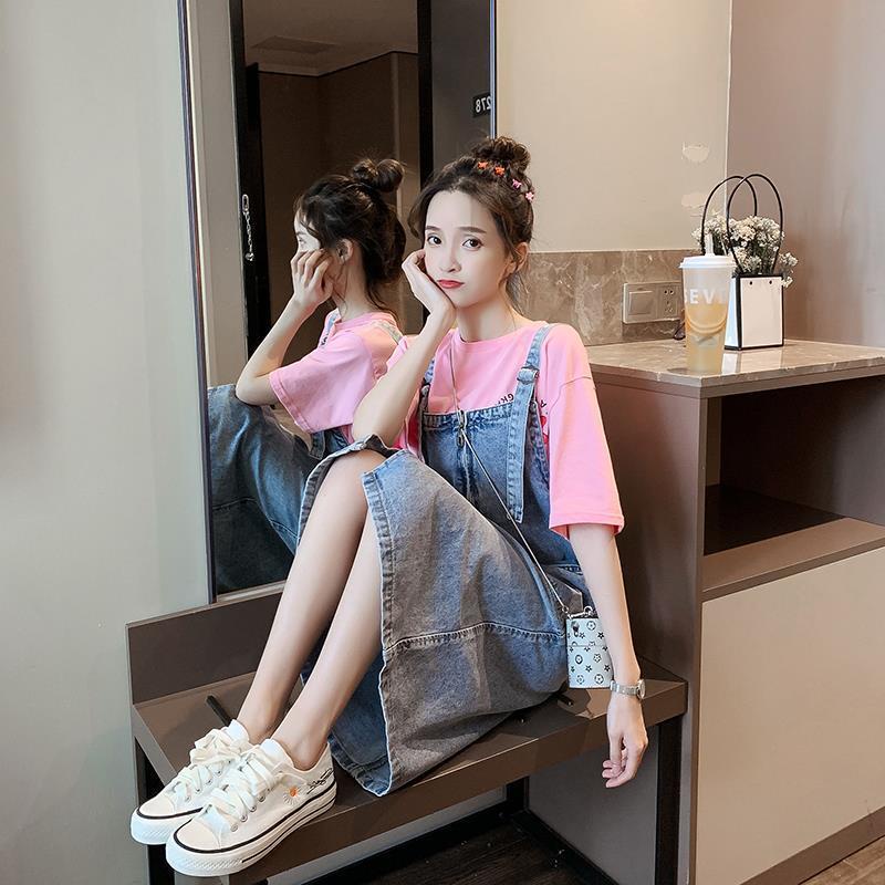 Đầm Yếm Denim Dáng Rộng Phong Cách Mori Hàn Quốc Thời Trang Mùa Hè Mới Cho Nữ