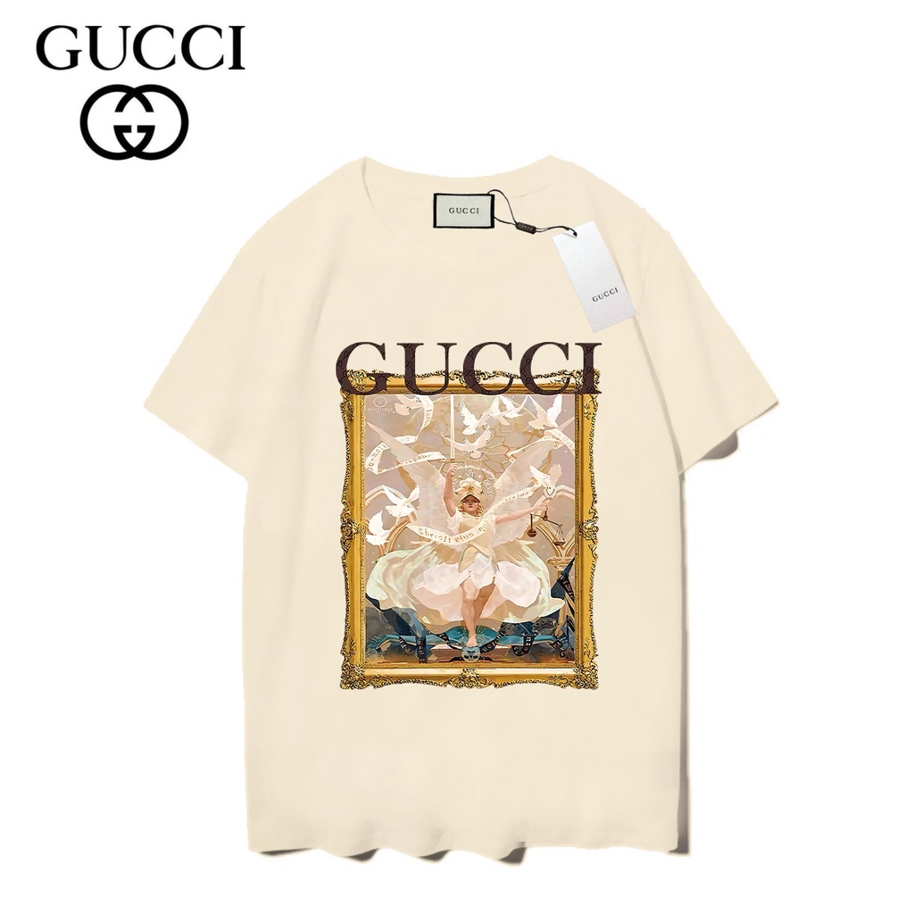 Gucci Áo Thun cotton Ngắn Tay In Họa Tiết Thời Trang Cá Tính