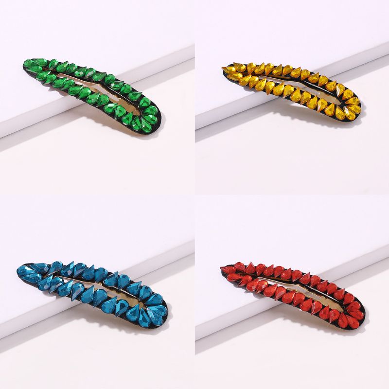 Kẹp Tóc Mái Bằng Kính Đính Đá Hình Giọt Nước Cho Nữ