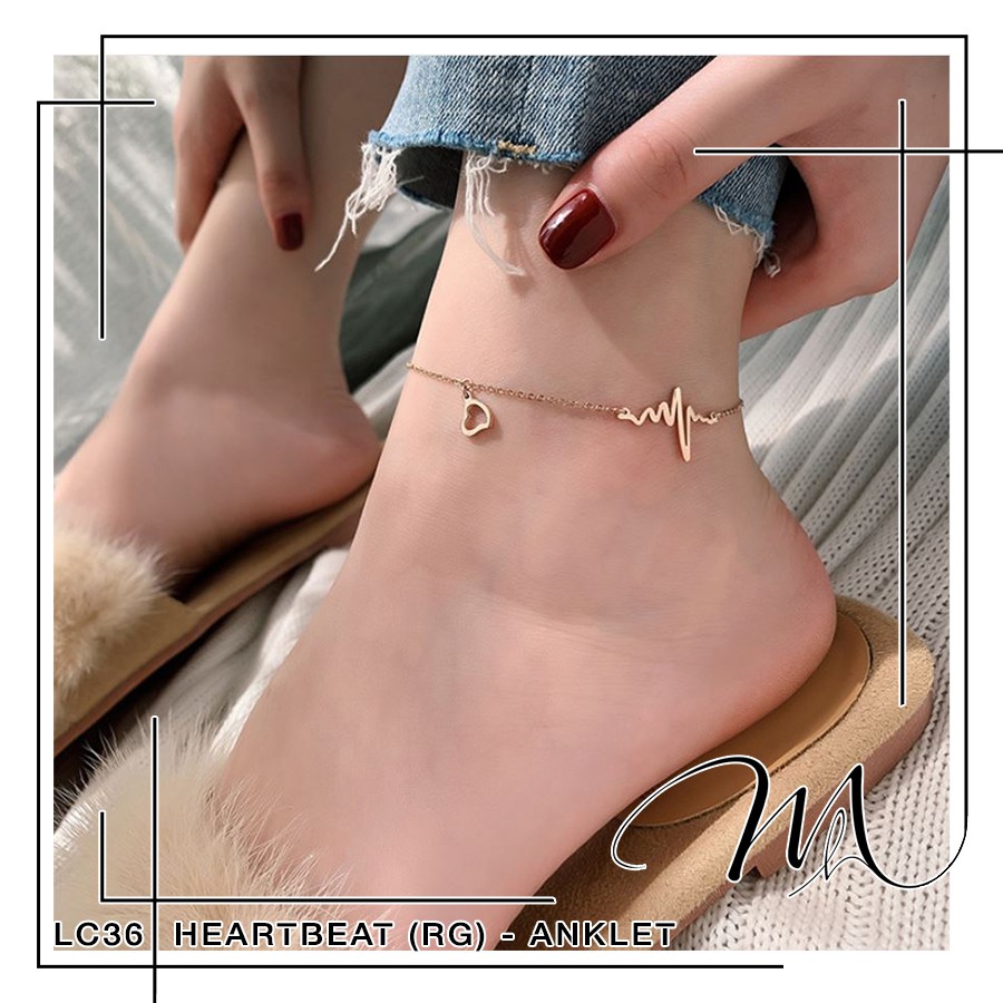 Lắc chân Titan không đen phối hình nhịp tim độc đáo - Măng’s House LC36