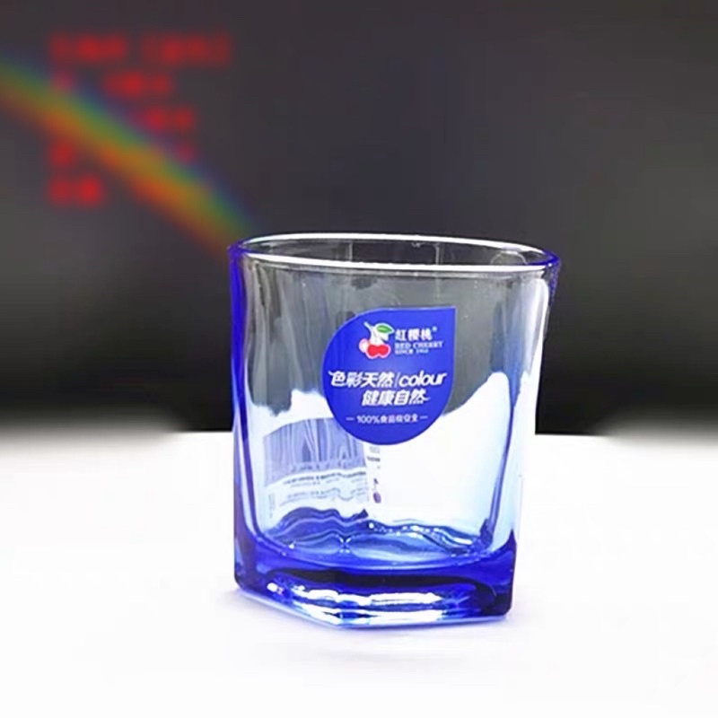 Ly thủy tinh màu xanh rất đẹp thiết kế 5 cạnh 220ml