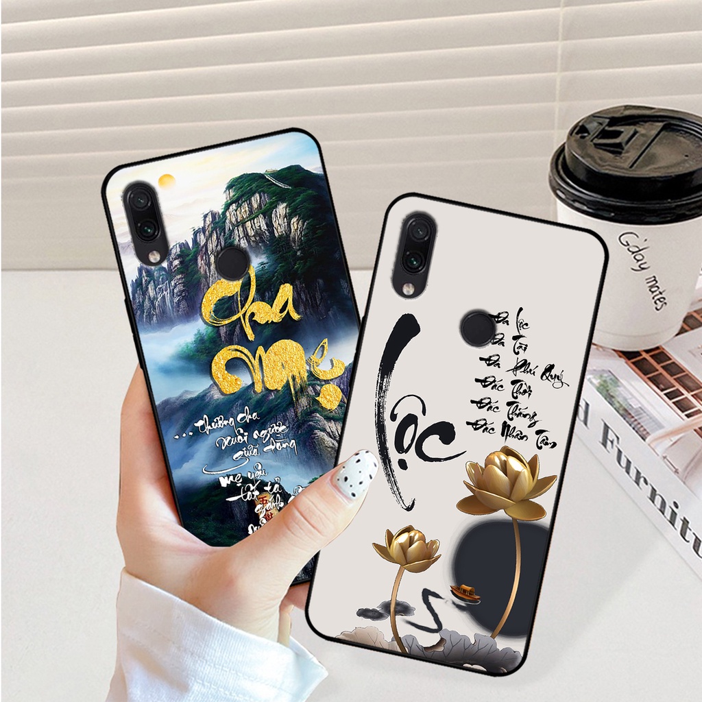 Ốp lưng Xiaomi Redmi 7 - Redmi Note 7 in hình phong cách chữ thư pháp cha mẹ, tài lộc