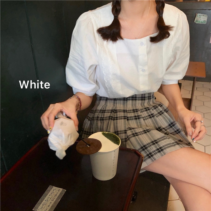 SUXI Áo Sơ Mi Ngắn Tay Cổ Vuông Dáng Rộng Thời Trang Hàn Quốc Dành Cho Nữ