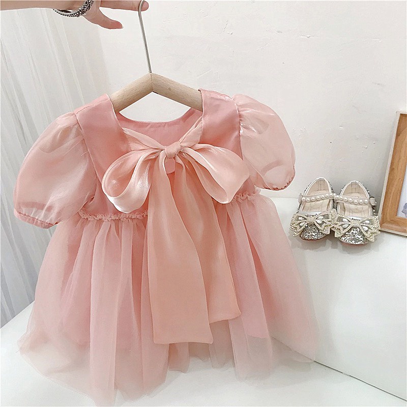 VÁY CÔNG CHÚA MÀU HỒNG CAM CHO BÉ GÁI -ĐBG10