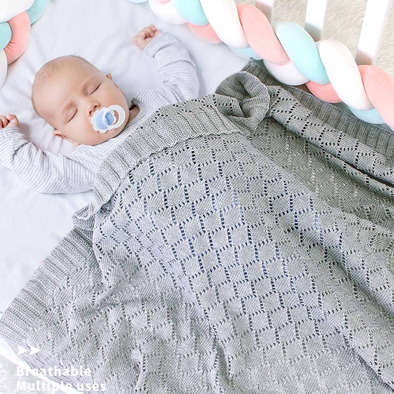 Chăn Dệt Kim Mềm Khoét Rỗng Quấn Em Bé Sơ Sinh