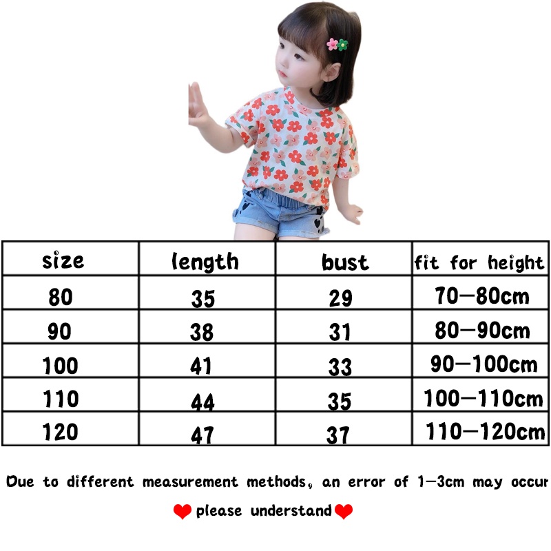 2022✿ Áo Thun cotton Tay Ngắn In Hoa Mùa Hè Mới Cho Bé Gái