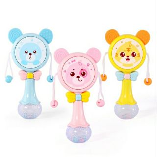 ĐỒ CHƠI TRỐNG LẮC TAY CÓ PHÁT NHẠC VÀ ĐÈN NHẤP NHÁY (GIAO MÀU NGẪU NHIÊN) .