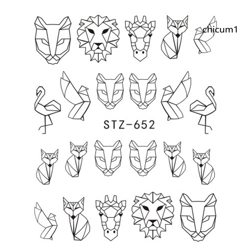 (Hàng Mới Về) Miếng Dán Trang Trí Móng Tay Diy Họa Tiết Động Vật Thời Trang