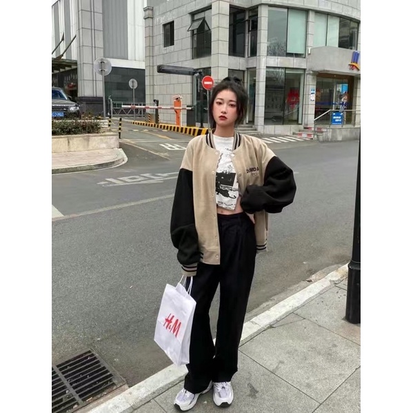 Áo BomBer Nỉ Nhung Hoạ Tiết Năng Động Kèm Ảnh Thật