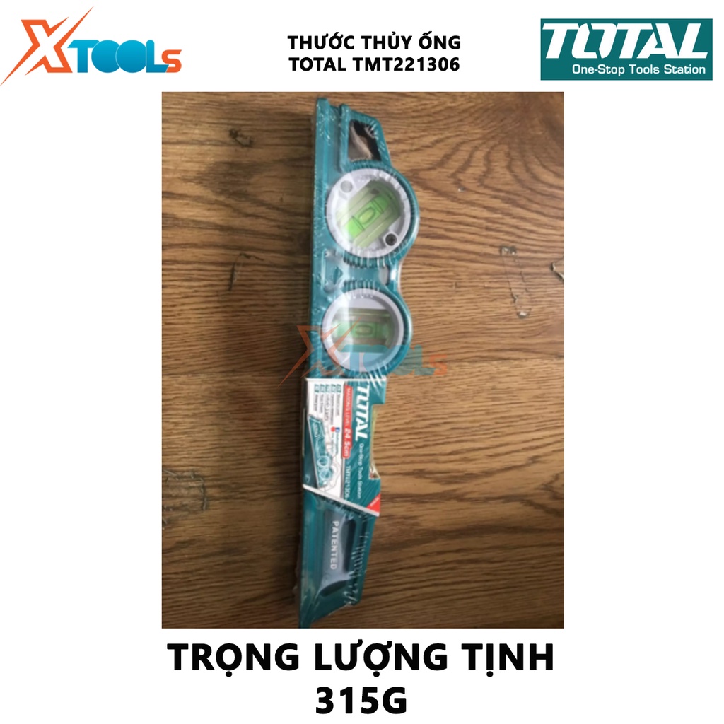 Thước thủy ống TOTAL TMT221306 | thước nivo Chiều dài 24,5cm, Độ chính xác 0,5mm, Bề mặt đáy nghiền mịn, Thân thước bằng