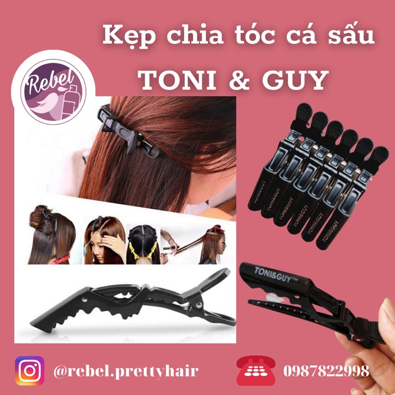 Kẹp cá sấu chia tóc TONI&amp;GUY - Kẹp mỏ vịt chắc chắn nhuộm/tẩy/uốn tóc