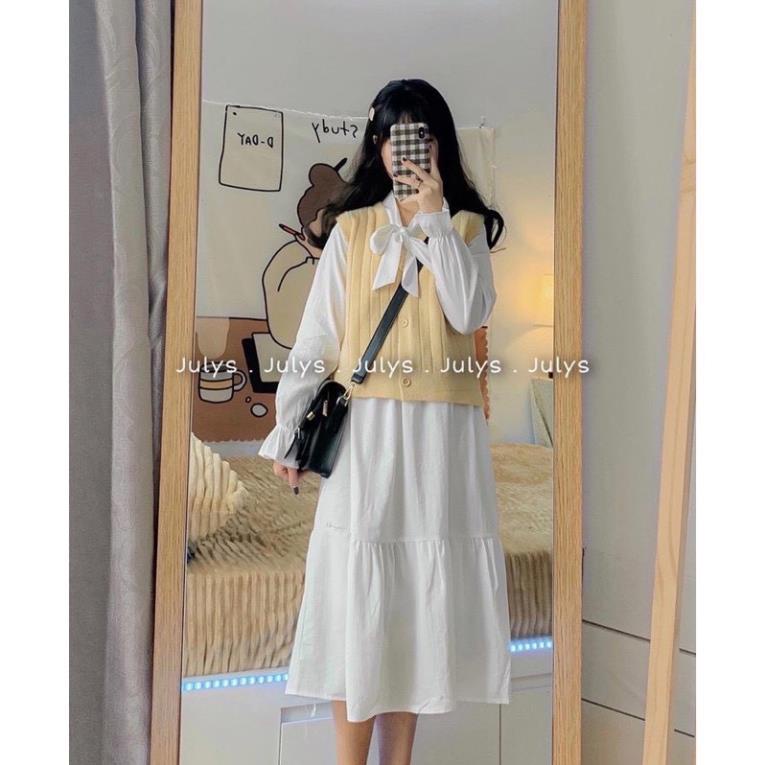 Đầm Babydoll Nơ Ngực , Váy Nữ Tay Bồng Dáng Suông 2 Màu Q004 | BigBuy360 - bigbuy360.vn