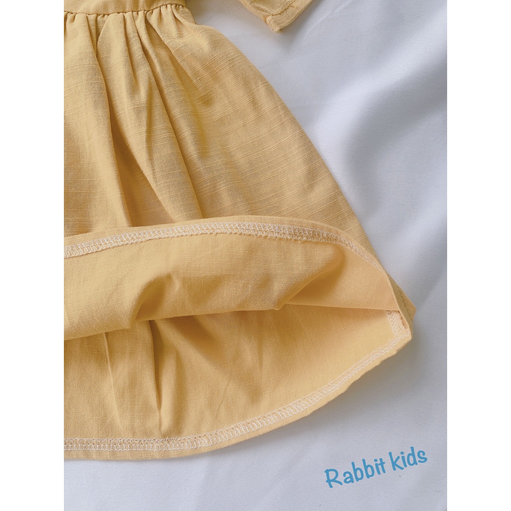 Váy Thuỷ Thủ Cho Bé Gái FREESHIP Rabbit Kids - Đầm Hè Trẻ Em Thiết Kế Cao Cấp Chất Linen Tưng Màu Vàng Cốm