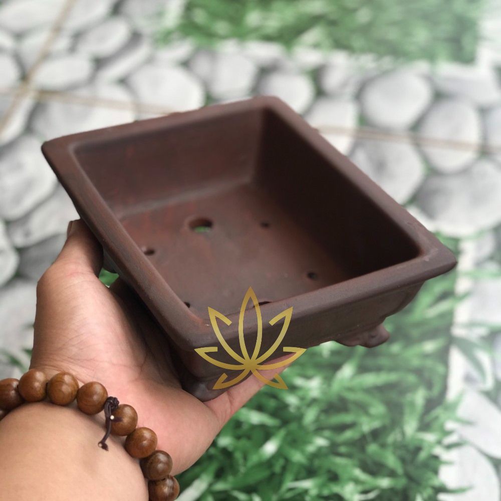 Chậu Mini Trồng Sen Đá Xương Rồng Cây Cảnh Bonsai Gốm Sứ Bát Tràng Họa Tiết Trơn Màu Đỏ CMN 40