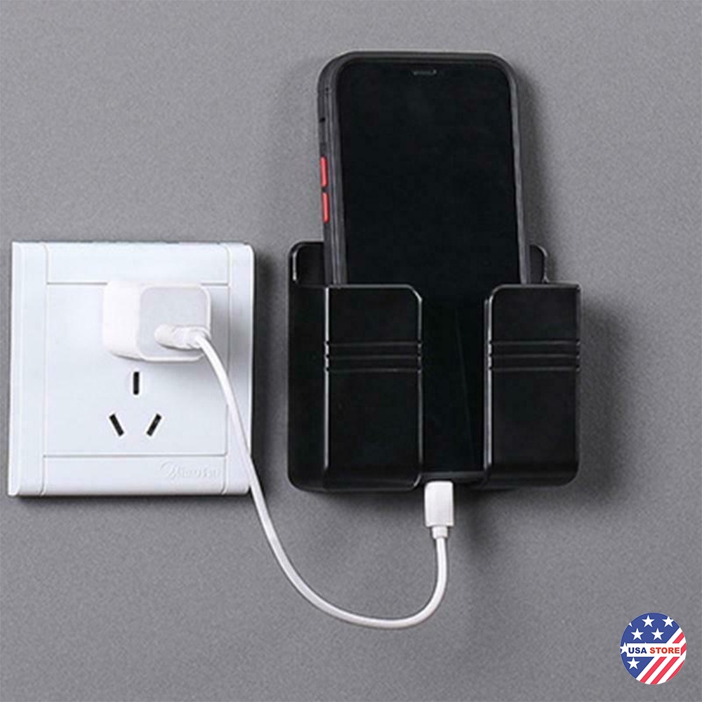 Kệ Dán Tường Để Điện Thoại,Điều Khiển Remote Xẻ Rãnh V5 Siêu Tiện Lợi - Khay Đựng Điện Thoại Dán Tường