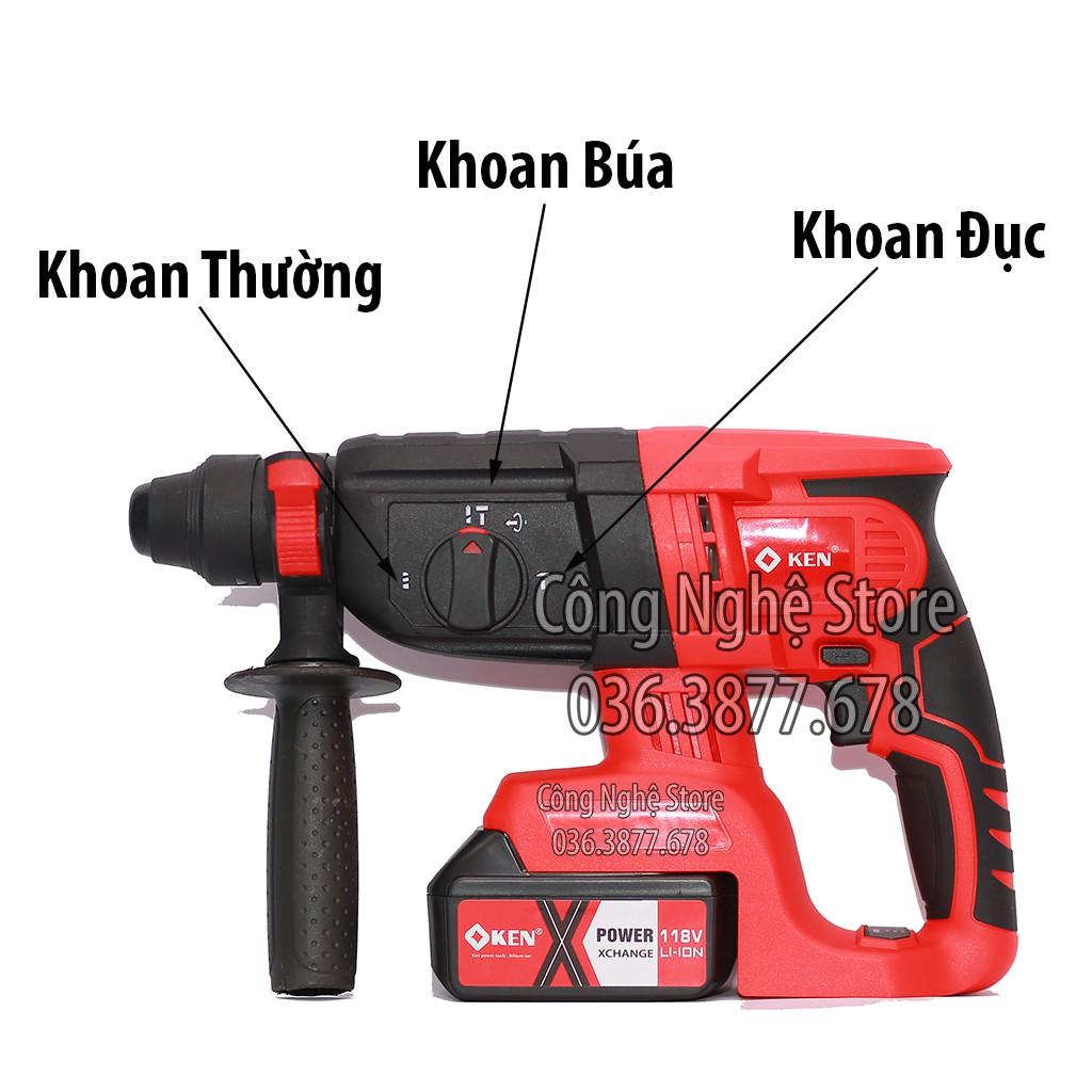 Máy KHOAN BÊ TÔNG, ĐỤC TƯỜNG, ĐỤC BÊ TÔNG dùng PIN , Máy khoan bê tông, Máy khoan tường [BẢO HÀNH 12 THÁNG] KEN