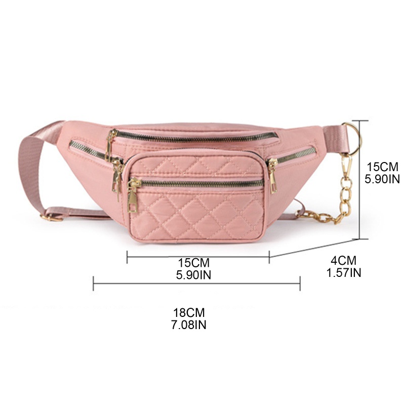 QQ Túi Đeo Thắt Lưng Bằng Nylon Có Khóa Kéo Thời Trang Cho Nữ