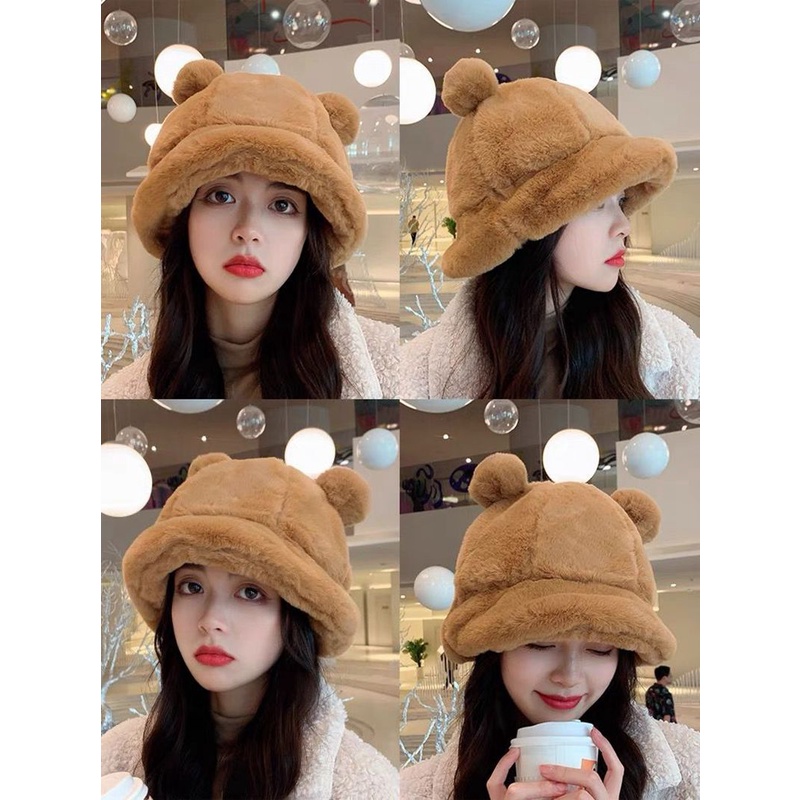 Nón Tai Bèo Phủ Lông Dày Dặn Giữ Ấm Mùa Đông In Họa Tiết Da Báo Dễ Thương Phong Cách Nhật Bản Cho Nữ