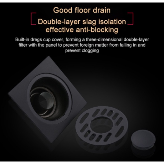 Nắp Đậy Cống Thoát Nước Sàn Nhà Bằng Đồng Thau Màu Đen Nhám 10*10CM