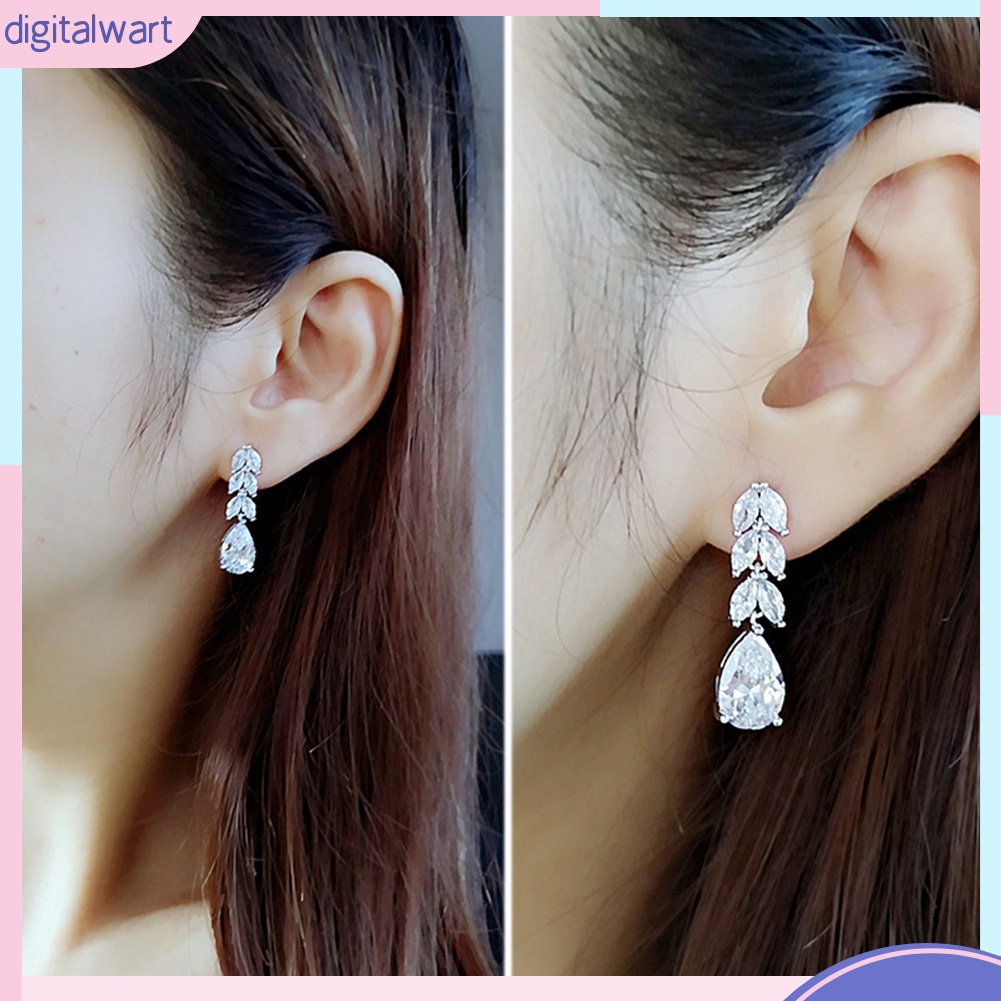 Hoa tai đính đá hình giọt nước thời trang cho nữ