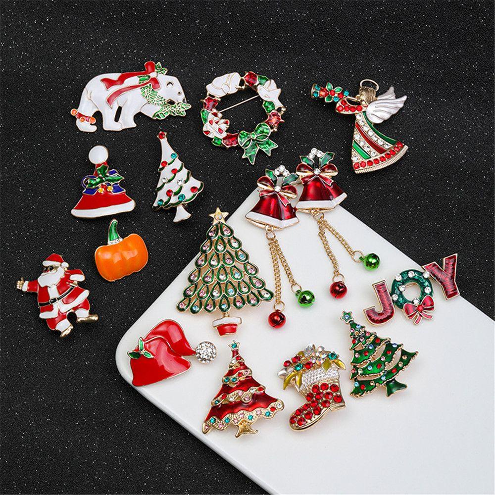 Trâm Cài Áo Hình Vòng Hoa Ông Già Noel Sang Trọng Trang Trí Giáng Sinh Năm Mới