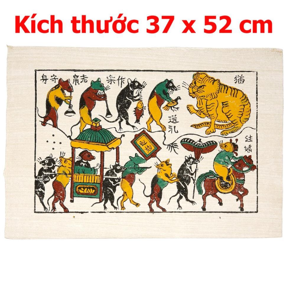 [Tranh Đông Hồ] - Bức Đám Cưới Chuột - không khung tranh - Dong Ho folk paintings - Viet Nam national cultural heritage