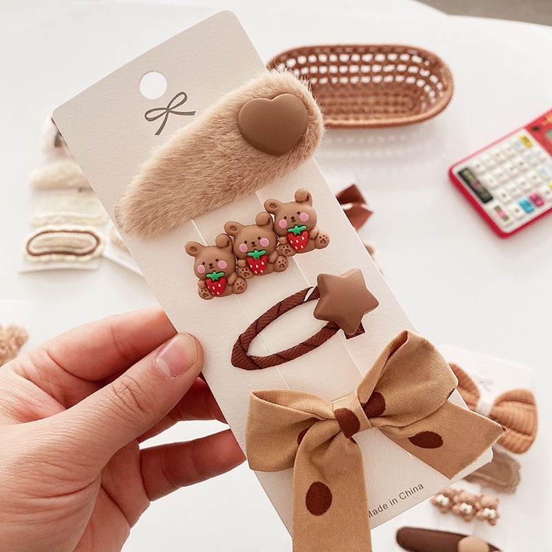 Set kẹp gấu hoạt hình cho bé gái