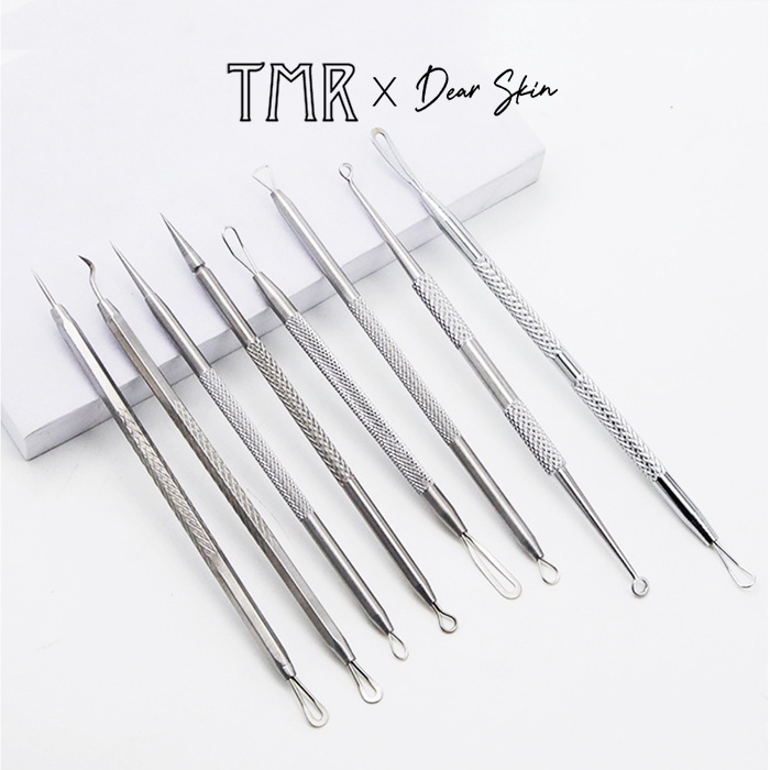 Cây nặn mụn 2 đầu + Nhíp gấp mụn chính xác dễ dùng chính hãng TMR thép không gỉ