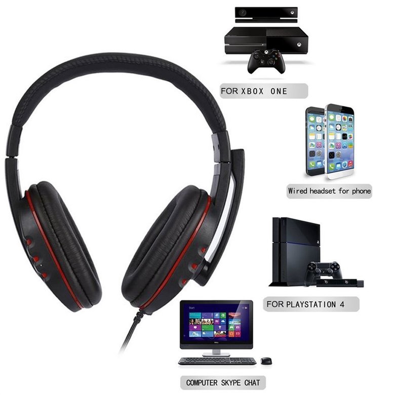 PK Laptop PC Computer Headphone Stereo Gaming Headband Headset 3.5mm Jack Wired