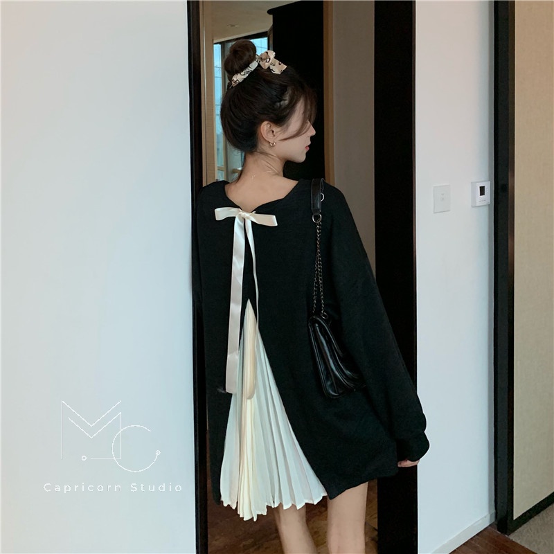 Áo sweater thiết kế ngọt ngào cho thời tiết sang thu với nơ buộc sau lưng cá tính