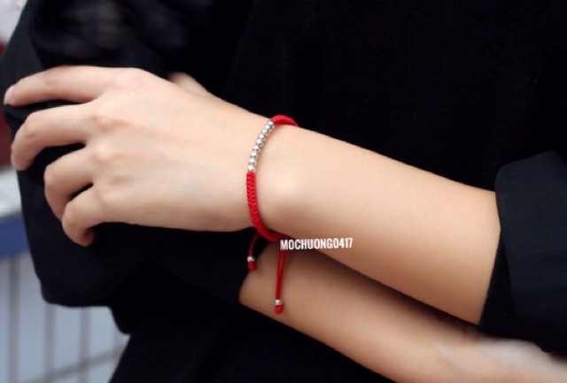 Vòng tay chỉ màu tết bi bạc handmade DIY - MH477