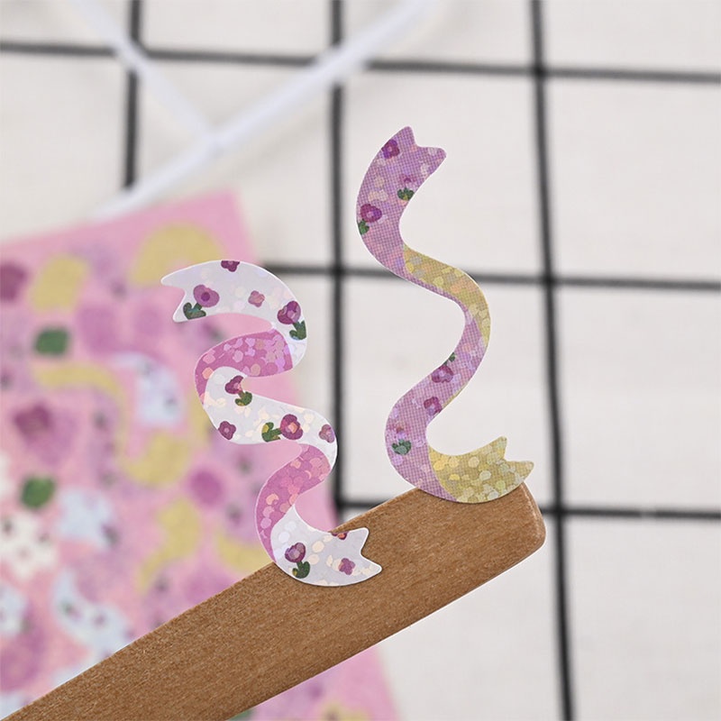 Miếng Dán Họa Tiết Ruy Băng Lấp Lánh Dùng Trang Trí Nhật Ký Diy