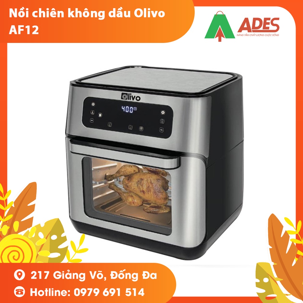 Nồi Chiên Không Dầu Olivo AF12 - BẢO HÀNH CHÍNH HÃNG 24 THÁNG - THƯƠNG HIỆU MỸ - DUNG TÍCH LỚN