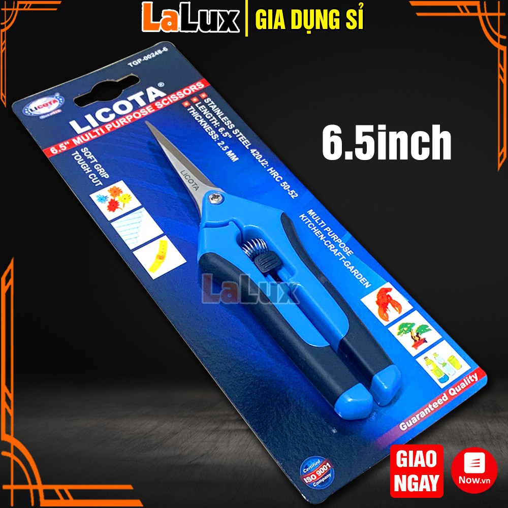 Kéo Đa Năng LICOTI 6.5 INCH - Kéo Cắt Cành Cây, Cắt Thủ Công, Cao Su, Tôn Sắt,...